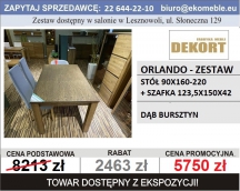 DEKORT - ORLANDO - ZESTAW - STÓŁ 90X160-220, SZAFKA T46 DĄB BURSZTYN
