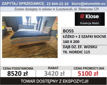 KLOSE- BOSS - ŁÓŻKO + 2 SZAFKI NOCNE