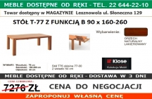 STÓŁ T77 77-00 90x160-260 Z FUN.B  ORZECH NAT.LAK.