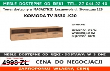 K20 9483-09 KOMODA TV 3S3O DĄB DZIKI EF.WOSKU