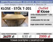 KLOSE - STÓŁ T-201 95X95 ROZKŁADANY 4 WKŁADKI PO 50 CM