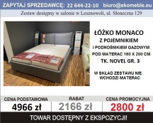 MONACO, Łóżko z poj. na pościel, pod materac 160 x 200, TK. novel
