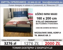 MINI MAXI, Łóżko bez poj. na pościel, pod materac 160 x 200, wezgłowie 3000, korp. H, tk. brave
