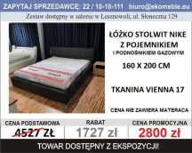 NIKE ŁÓŻKO 160X200 Z POJEMNIKIEM i PODNOŚNIKIEM GAZOWYM , TK.VIENNA 17