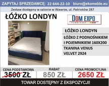 LONDYN ŁÓŻKO 160X200 Z POJEMNIKIEM NA POŚCIEL I PODNOŚNIKIEM